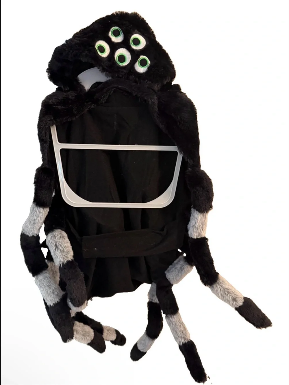 Spooky Hollow Black & Gray Plush Spider Dog Costume Size XL NWT
